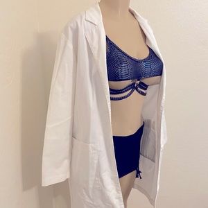 Mad Scientist Dr Lab Coat Dr Quinzel White Halloween Size 4 Small Mid Length